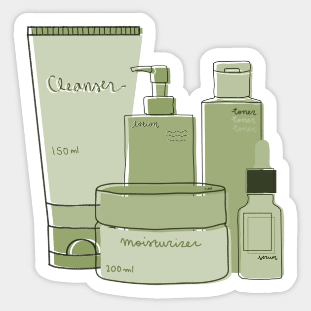 Skincare Essentials (Green Theme) Sticker by aaalou